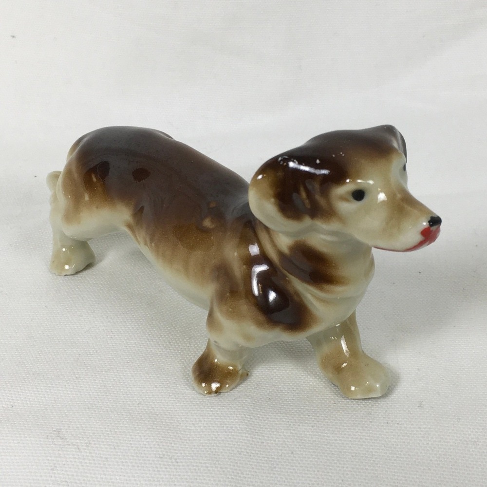 Vintage Dachshund Weiner Dog Ceramic Figurine 6" Made in Japan
